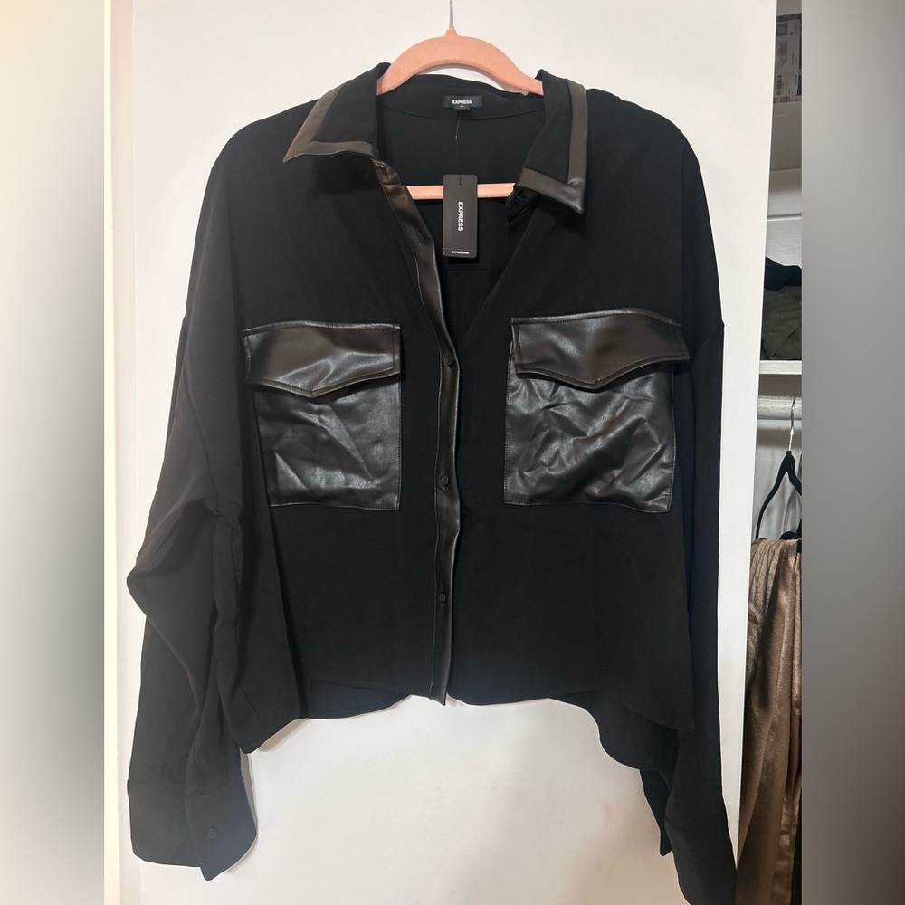 Express Black Jacket with Leather Accents